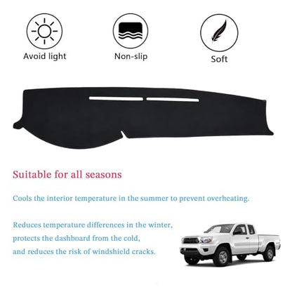 Dashboard Cover Suitable for Toyota Tacoma 2005-2015 Car Dashboard Cover Sun Visor Mat Non-Slip Polyester Dashboard Accessories (Black) - size: 2005-2015 For Toyota Tacoma