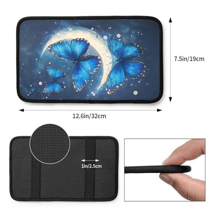 Universal Car Center Console Cushion Pad, Blue Butterfly Moon Soft Waterproof Car Center Console Cover Auto Armrest Seat Box Cover Protector for Most Vehicle SUV Truck Car - color: Blue Butterfly Moon