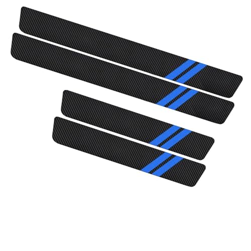 4 PCS Door Sill Decal Protectors, PU Anti-Scratch Door Sill Protection Strips, Self-Adhesive Welcome Pedal Entry Guard Decoration, Universal for Most Cars, Trucks, SUVs (Blue) - color: Blue
