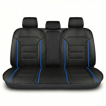 FH Group Back Seat Faux Leather Car Seat Cover - Universal Fit, Rear Seat Covers for Cars with Rear Split Bench, Car Seat Cushions for SUV, Sedan, Van Black - color: Blue Black Rear Set