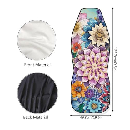 Bohemian Flower Car Seat Cover Front Bottom Seat Cushion Cover, Front Seat Covers Universal Fits Most Cars, SUVs, and Trucks, Washable and Easy to Install - color: Bohemian Flower