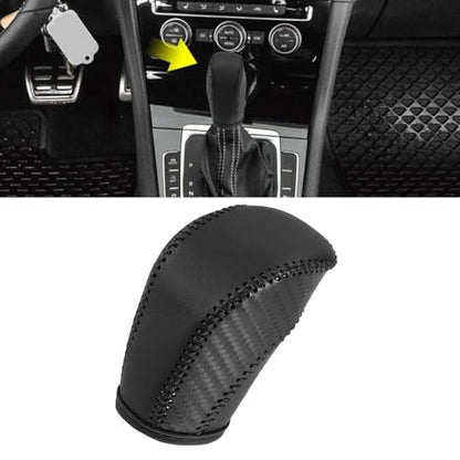 Riloer Car Gear Shift Stick Cover, Car Faux Leather Gear Shift Knob Cover, Compatible with Volkswagen Golf R 2015-2019, 1 Set (Black Thread) - color: Black Thread