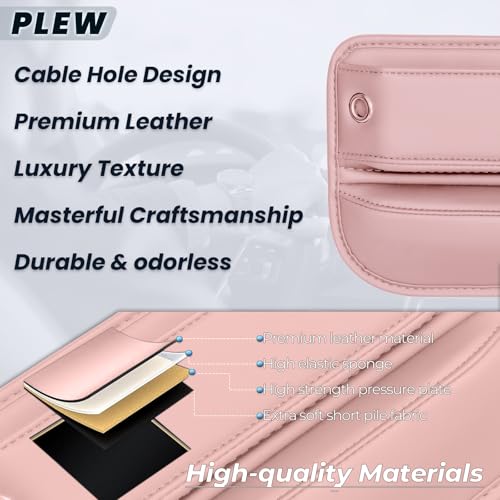 2-Pack Car Seat Gap Filler Organizer - Upgraded Anti-Slip Strap Design - Premium Leather Side Console Pocket - Prevent Phone Falling - Universal Fit Car Essentials for SUV, Truck & Sedan,Pink - color: Dune Pink(2 Packs)
