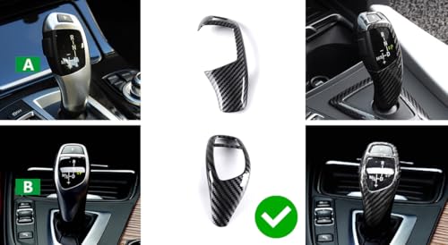 iJDMTOY Glossy Black Carbon Fiber Pattern Shift Knob Cover Shell Compatible with BMW Fxx 2 3 4 5 6 Series X3 X4 X5 X6 Performance Sports Shifter