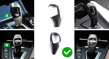 iJDMTOY Glossy Black Carbon Fiber Pattern Shift Knob Cover Shell Compatible with BMW Fxx 2 3 4 5 6 Series X3 X4 X5 X6 Performance Sports Shifter