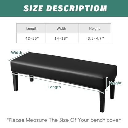 FUANGUI PU Waterproof Bench Cover, Stretch Dining Bench Cover for bedrooms, Living Rooms, Kitchens, Protector Chair Bench Piano Bench Seat Covers Stool Slipcover Removable, Washable - Black - color: Pu Black