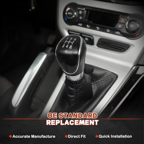 5 Speed Manual Transmission Gear Shift Knob Cover Compatible with Ford Escape Kuga Focus Fiesta mk7 2008-2013 Shifter Lever Knob Replacement Parts Black - color: Black, size: 5 Speed