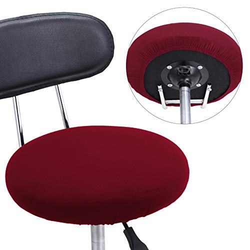 Tatuo Round Bar Stool Seat Covers Washable Stool Cushion Slipcover Elastic Bar Chair Covers for 14-17 Inch Chair (Red, 4 Pieces) - color: Red