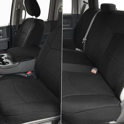 Front & Rear Seat Cover Compatible with 2013-2018 Dodge Ram & 2019-2022 Classic Ram Crew Cab, Neoprene Durability Truck Seat Cover, Rear ONLY Fit Full Bench Rear Seat Without Armrest - color: Black, size: 2013-2022 Ram 1500/2500 Front & Rear