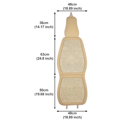 Blueshyhall Cooling Wooden Beaded Car Seat Cover Comfortable Massage Support Cushion for SUV Auto Office Home Seat Chair - Beige 2 Pcs - color: Beige