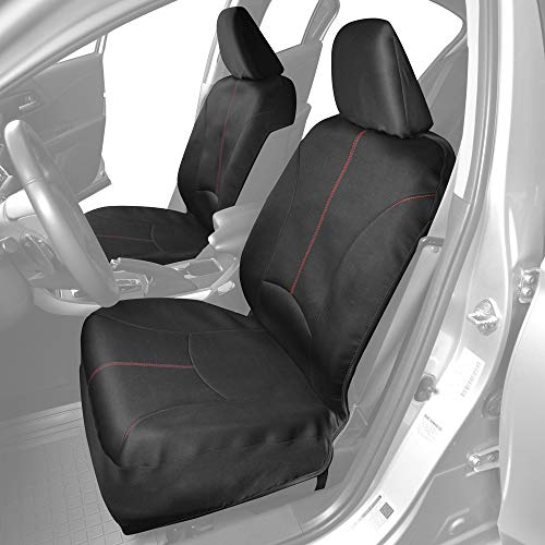 Motor Trend SpillGuard Waterproof Car Seat Covers, Front and Rear Full Set (Red Stitch) – Neoprene Seat Protectors with Extended Bench Side Coverage for Auto, Truck, Van, and SUV - color: Red Stitching