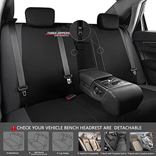 CAR-GRAND Universal Fit Sporty Cloth Full Set Car Seat Covers, Fit for Car, Truck, Sedan, Vans, SUV, Breathable, Washable, Airbag Compatible, Zipper Design - color: Dark Gray