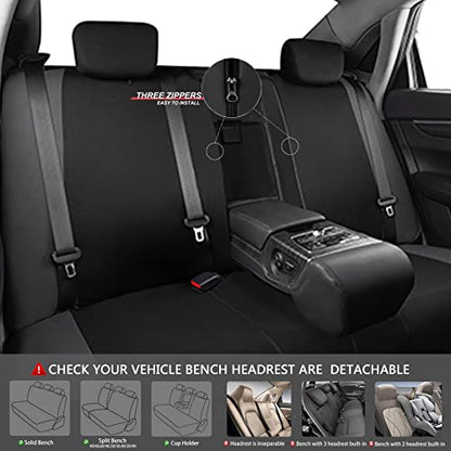 CAR-GRAND Universal Fit Sporty Cloth Full Set Car Seat Covers, Fit for Car, Truck, Sedan, Vans, SUV, Breathable, Washable, Airbag Compatible, Zipper Design - color: Dark Gray
