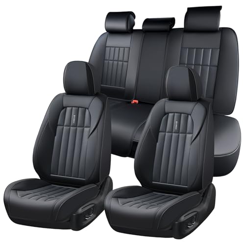 FLORICH Seat Cover, Car Seat Covers Full Set, Waterproof Leather Car Seat Protector 5 Seats, Front and Rear Seat Covers for Cars, Automotive Seat Covers Protector Fit for Most Cars Trucks SUV - Black - color: Black, size: FullSet