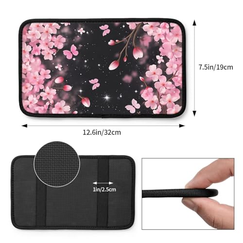 Universal Car Center Console Cushion Pad, Pink Cherry Blossoms Soft Waterproof Car Center Console Cover Auto Armrest Seat Box Cover Protector for Most Vehicle SUV Truck Car - color: Pink Cherry Blossoms