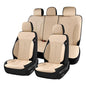 Coverado Full Set Leather Car Seat Covers, Crafted with Full Leather Construction and Carbon Fibre Weave Universal Fit for Most Cars SUV Trucks(Beige - color: Beige, size: FullSet