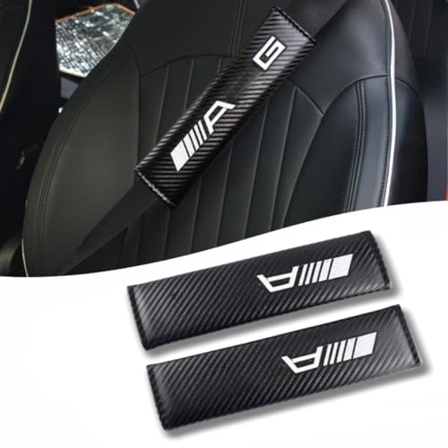 Car seat Belt Cover Compatible with AMG Carbon Fiber Texture car seat Belt pad Cover Soft and Comfortable - color: AMandG