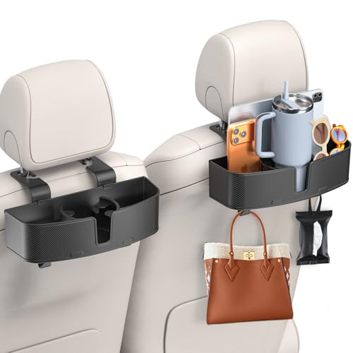 Car Headrest Cup Holder for Back Seat Organizer for Multi-Hanging Snack Storage Box with Strong Hooks for Kids and Backseat Passengers Share Rid for Travel Accessories（2-Pack） - size: 2 Pack Standard | Car Organizer