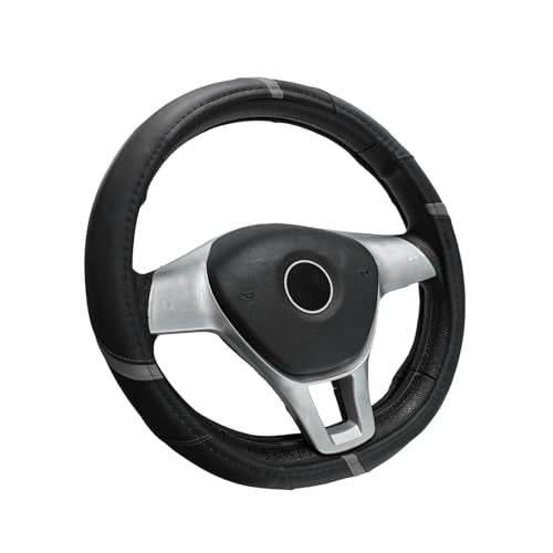Car Steering Wheel Cover, 15 Inch Microfiber Leather Steering Wheel Protector with Anti-Slip Grip, Breathable Sporty Wheel Wrap Interior Decoration for Sedan Truck SUV (Gray) - color: Gray