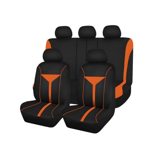 Zpana Car Seat Cover Full Set, Breathable Vehicle Front Seat and Rear Bench Split Protector, Washable Dustproof Automotive Seat Pad Accessories (Orange) - color: Orange, size: Full Set
