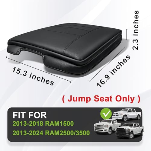 Center Console Armrest Cover Fit for Dodge Ram1500 2013-2018 & Ram2500/3500 2013-2026 Accessories, Comfort Armrest Pad Console Lid Cushion Vegan Leather 1-Inch Extra Thick(Jump Seat ONLY) - size: 3) 13-18 |RAM1500| 13-25 RAM2500/3500|Jump,+Thick