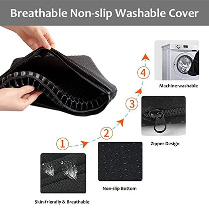 Gel Seat Cushion for Long Sitting Pressure Relief - Wheelchair Cushions for Pressure Sores - Coccyx, Sciatica & Tailbone Pain Relief Cushion - Non-Slip Butt Pillow for Office, Home, Car (Black)