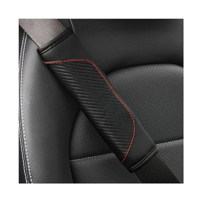 2PCS Car Seat Belt Cover, Carbon Fiber Seatbelt Shoulder Protection, Soft Car Seat Belt Strap Cushion Protect Your Neck and Shoulder, Car Accessories Seat Belt Pad for Car Truck (Black) - color: Black