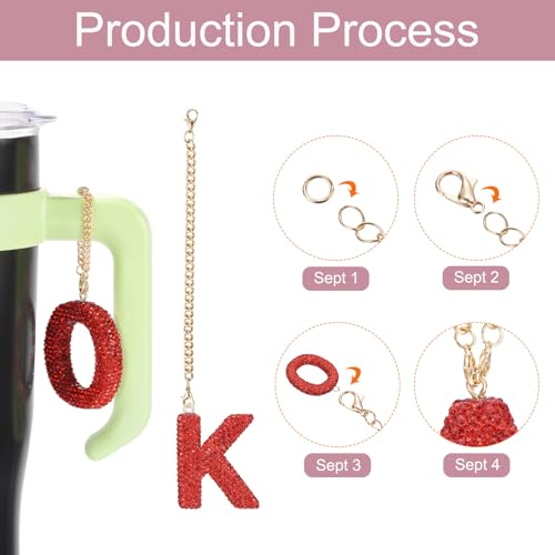 MECCANIXITY Bling Car Letter Charm, Initial K Letter Interior Car Rear View Mirror Decoration Hanging Crystal Ornaments for Women Bags Water Cup DIY Craft, Red - style: Letter K