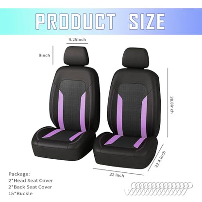 4PCS Cooling Car Seat Covers,Breathable Front Seat Covers with Mesh Construction and Foam Padding,Car Seat Protector to Reduce Back Sweating,Universal Car Interior for Car SUV (Purple) - color: Purple