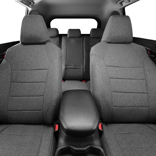 Rav4 Hybrid Seat Covers Custom Fit for 2019-2024 2025 Toyota Rav4 Hybrid (Not for XSE/SE/Plug-in Hybrid),Full Coverage,Airbag Compatible,Polyester Car Seat Protector(Full Set,Gray) - color: Gray, size: 2019-2025 RAV4 Hybrid (Not for XSE/SE/Plug-in)