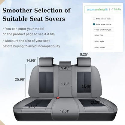 Coverado Car Seat Covers, Rear Seat Covers Leather Car Seat Covers Waterproof Back Seat Cover for Cars, 3-Pieces Seat Covers Backseat Universal Seat Cushion Protector for Most Cars Trucks, Gray&Black - color: Gray&Black