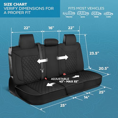 MotorBox Prestige Edition Napa Leather Seat Covers Full Set – Black Car Seat Covers Front Seats and Back Car Seat Protector, Waterproof and Universal Fit for Most Small to Medium Autos, Trucks & SUVs - color: Black Full Set