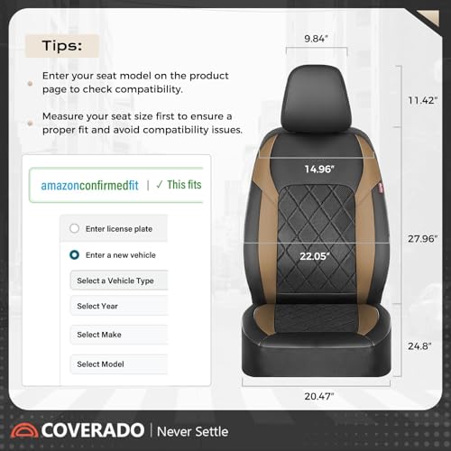 Coverado Car Seat Covers, Front Seat Covers, 2 Front Automotive Seat Cover, Mesh Breathable Seat Protectors, Universal Fit for Most Cars - color: Black_Gold, size: Front