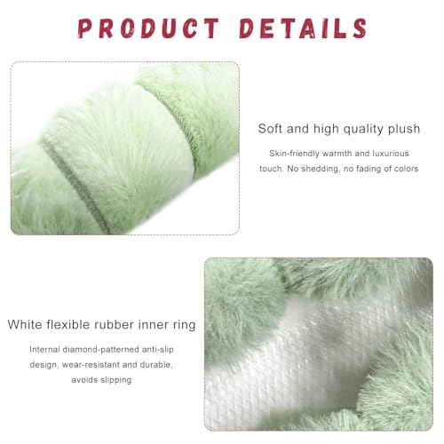 Fluffy Car Steering Wheel Cover, Soft Warm Plush Vehicle Steering Wheel Protector, 14.5-15 Inches Cute Anti-Slip Automotive Handle Cover for Women Girl, Car Accessories (Green) - color: Green