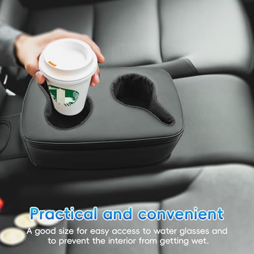 MARCHFA Automotive Cup Holders Tray Car Drink Holder SUV Back Seat Organizer Accessories Couch Cup Holder Tray Pillow Small (Reverse Direction Cup Holder)