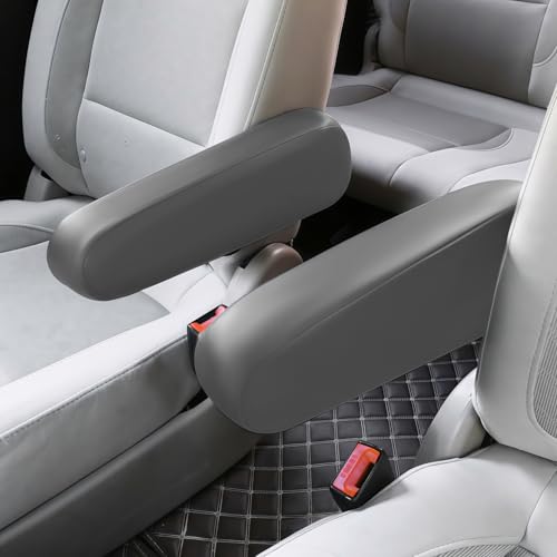JDDRY Car Front Seat Armrest Covers Vinyl Leather,Car Armrest Protectors,Auto Arm Rest Cover Replacement,Universal for MPV/SUV/Truck(Gray,2PC) - color: Grey-2PC