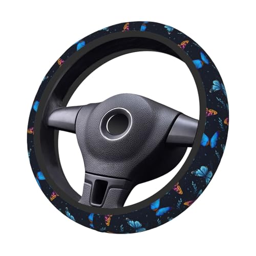 Fancy Butterflies Elastic Steering Wheel Cover Non-Slip Breathable Steering Wheel Protector Fit Auto, SUVs, Truck