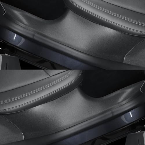 Door Entry Threshold Strip 2nd Row Seat Lower Protector for Tesla Model Y Juniper 2025 2026 Front & Rear 5PCS Door Sill Protective Cover Anti-dust Black