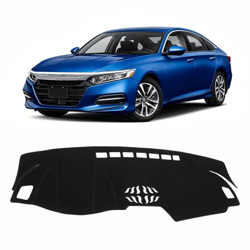 KUST Black Dash Cover for Honda Accord/Accord Sport 2018 2019 2020 2021 2022 (Without HUD) Dashboard Cover Polyester Non-Slip Center Console Dash Cover Interior Accessories for Accord No Glare - size: 57.4''×14'' (Honda Accord 18-22)