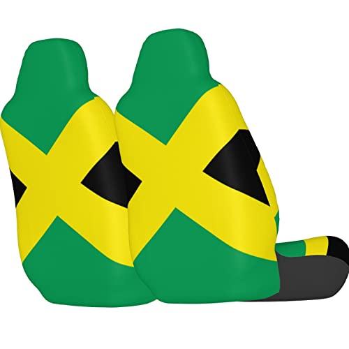 Dujiea Jamaica Flag Car Front Seat Covers 2 Pcs Universal Auto Seat Covers Front Seats Only, Vehicle Bucket Seat Protectors Fit for Most Car SUV Sedan and Truck - color: Jamaica Flag