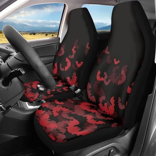 INSTANTARTS Spider Web 2 Piece Front Car Seat Covers Universal Vehicle Seats Cushions Comfort Car Seat Covers - color: Bat