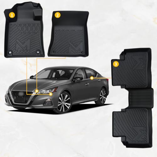 TPE Automotive Floor Mats Custom for 2019-2026 Nissan Altima, All Weather Cover Protection Waterproof Black Floor Liner Front & Rear Row Full Set Car Mats, 3PCS - size: 3PCS (2Row), style: For 2019-2026 | Nissan Altima | 1st & 2nd Row