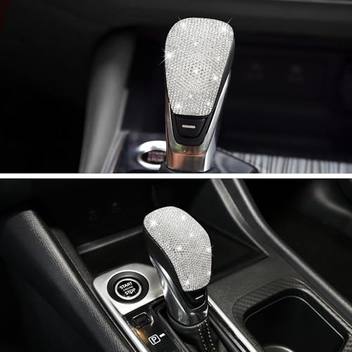 TOMALL Bling Gear Shift Knob Cover Compatible with Nissan Sentra Altima 2020-2025 for Versa Kicks Shifter Panel Interior Shift Gear Lever Cover Trim Crystal Bling Decorations for Car Shiny Accessories