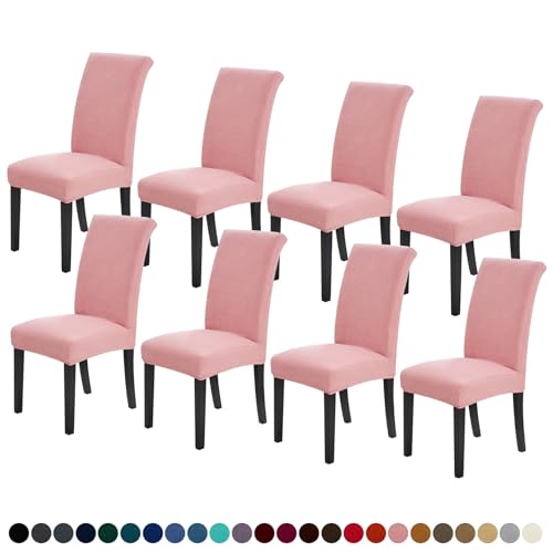 Joccun Chair Covers for Dining Room Set of 8, Dining Chair Slipcovers Stretch Dining Room Chair Covers Seat Protector,Washable Parsons Chair Cover for Home,Hotel,Banquet(Dusty Pink,8 Pack) - color: Dusty Pink, size: 8