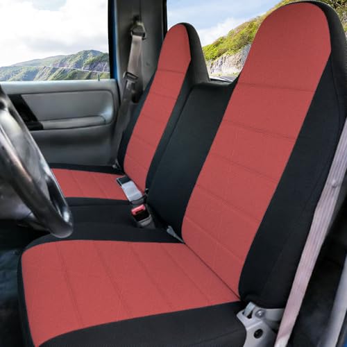 60/40 High Back Bench Seat Cover for Ford Ranger 1998 1999 2000 2001 2002 2003 Heavy-Duty Cloth 2PCS Waterproof & Durable Truck Pickup Protectors Protector Truck Interior Accessories - Red - color: Red, size: 1998-2003