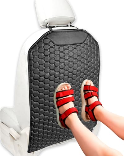 Owleys Kick Mat Back Seat Protector - Car Back Seat Cover for Kids Feet - Waterproof & Sturdy Protector for Upholstery from Dirt, Mud, Scratches and Stain (Black) - color: Black