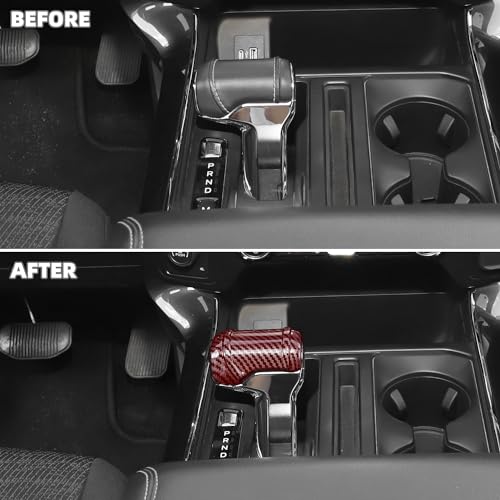 Gear Shift Knob Cover Stick Shifter Cap Cover Compatible with Ford F150 2021-2024+(Red Carbon Fiber) - color: Red Carbon Fiber