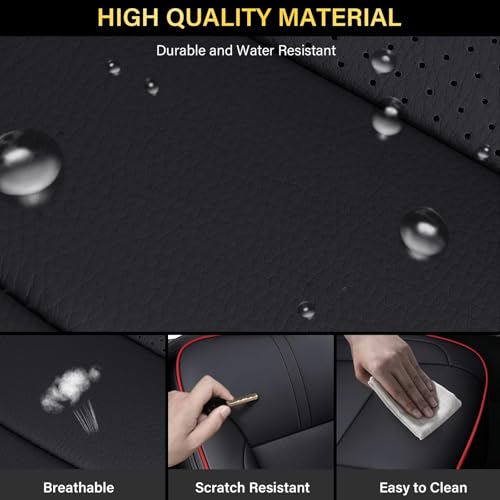 Coverado Chevy Silverado Seat Covers, Faux Leather Seat Covers Fit for Chevy Silverado GMC Sierra 2007-2025 1500, 2015-2025 2500HD 3500HD Crew Double Extended Cab (Front, Red) - color: Red, size: Front(2007-2025)