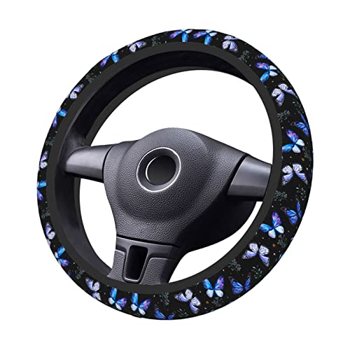 Butterflies Steering Wheel Cover Anti-Slip,Sweat Absorption Universal 15 inch Steering Wheel Covers Cute car Accessories for Men Women - color: 4