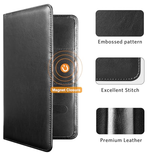 CoBak Car Registration and Insurance Holder - Vehicle Glove Box Car Organizer,Auto Truck Comparment Accessories Case with Magnetic Closure for Driver License,Cards - color: L-Cowhide Black